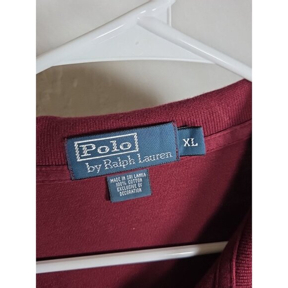 Polo Ralph Lauren Shirt Mens XL Classic Burgundy Fit Long Sleeve Green Pony - Picture 3 of 5